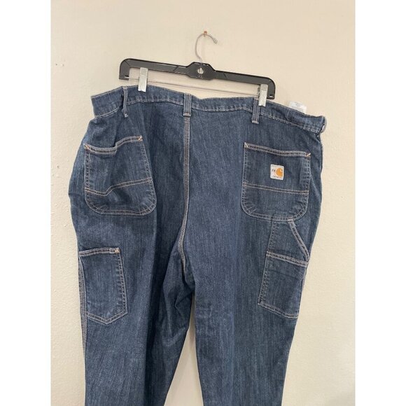Carhartt Jeans Mans Cotton Blue Carpenter Flame resistant Size 50x30 - Picture 3 of 8
